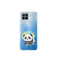Realme 8 Pro ile Uyumlu Splash Panda Tasarımlı Şeffaf Silikon Kılıf