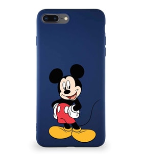Apple iPhone 8 Plus Soft Premier Kapak Mickey Mouse-E Tasarımlı Silikon Kılıf - Lacivert (Şeffaf)