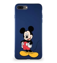 Apple iPhone 8 Plus Soft Premier Kapak Mickey Mouse-E Tasarımlı Silikon Kılıf - Lacivert (Şeffaf)