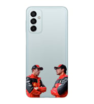 Samsung Galaxy M13 Uyumlu Carlos Sainz ve Charles Leclerc Formula 1 Desenli Şeffaf Kılıfı