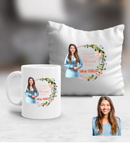 Kişiye Özel Karikatürlü Anne Kupa ve Yastık Hediye Seti Anneler Günü Hediyesi Anneye Doğum Günü Hediyesi (Beyaz)