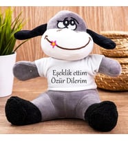 Eşeklik Ettim Özür Dilerim Tişörtlü Peluş Eşek 24cm  Özür Hediyesi Oyuncak Peluş
