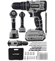 Steiner Alman 58 V 5 Ah Darbeli Lityum Çift Akülü Sjs Metal Şanzıman Şarjlı Vidalama Matkap 24 Pcs Set