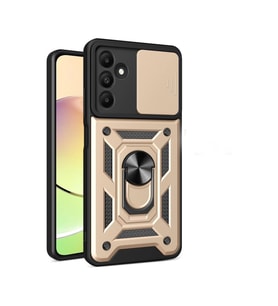 Samsung Galaxy M15 Kılıf Pars Lens Yüzüklü Silikon - Gold