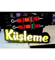 Küşleme Resimli Yazılı Tabela 3D Led Neon Etkili Işıklı Tabela 30X45 CM Tek Taraflı