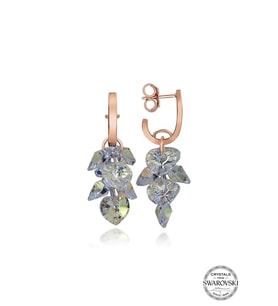 Swarovski Crystal Kadın Kalp Salkım Rose Gümüş Küpe