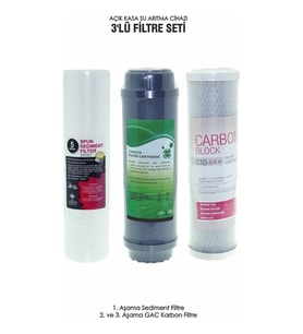 Reverse Osmosis Su Arıtma Cihazı 3'lü Filtre Seti