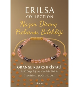 Sertifikalı Nazar Direnç Frekansı Koruma Enerjisi Bilekliği - Orange Kuvars Kristali (Çok Renkli)