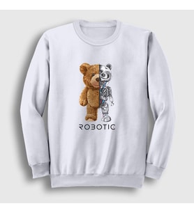 Presmono Unisex Beyaz Robot Ayı Teddy Bear Sweatshirt 306093tt (Beyaz)
