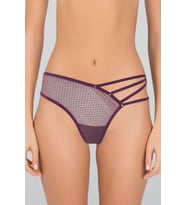Kadın Dantel Detaylı Transparan Tanga String Külot (Mürdüm)
