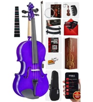Midex HGA44PU-TYS Mor 4/4 Tam Boy Keman Seti (Yastık Yedek Tel Susturucu Çanta Yay Reçine Metod)