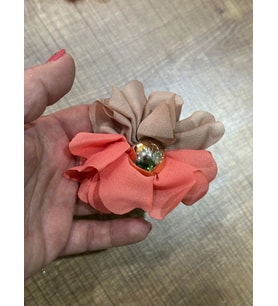 9X9 CM KABARTMA GÜL ALTIN AKSESUARLI ÇİÇEK BROŞ YAKA İĞNESİ TÜRBAN İĞNESİ (Açık Gül Kurusu)