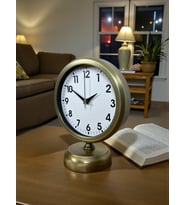 Vinatge Dekoratif 25 x 20 Cm Metal Masa Saati (Kahverengi Açık)