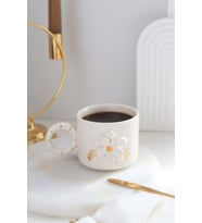 Perla Art El Yapımı Çiçek Figürlü 24K Altın Dekorlu Seramik Mug 200ml katlıçiçek-mug