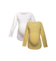 LuvmaBelly MYRA2309_2308 Hamile tshirt seti (Sarı-Beyaz)