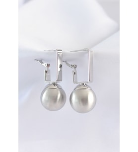 Pirinç Gümüş Renk Dikdörtgen Detay Oval Küpe 5886 - SSSSSS2435-5482
