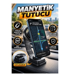 Katlanabilir Manyetik Araç İçi Telefon Tutucu – 360 Derece Döner Stand