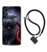 TCL 303 Kılıf Silikon Boyun Askılı İpli Desenli Silikon Super Cat 1666
