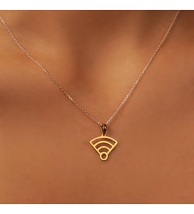 Kişiye Özel 925 Ayar Gümüş Çift Renk Wifi Kolye