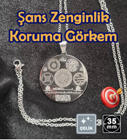 🙏Şans Zenginlik Koruma Görkem Tılsımı Çelik Kolye 🎨 Gümüş Renk (20)