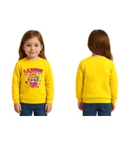 Unisex Labubu Baskılı Çocuk Swaetshirt 3 İplik Şardonlu (Sarı)