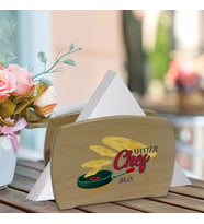 BK Gift Kişiye Özel Chef Tasarımlı Lüks Ahşap Peçetelik-10