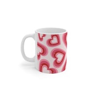 Pembe Kalp Desenli Romantik Tasarımlı Porselen Kahve Kupası 330 ml KF09012611