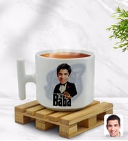 BK Gift Kişiye Özel Baba Godfather Karikatürlü T Kulplu Beyaz Middle Kupa Bardak-4