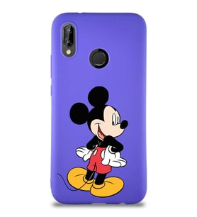 Huawei P20 Lite Soft Premier Kapak Mickey Mouse-D Tasarımlı Silikon Kılıf - Mor (Şeffaf)