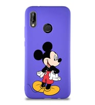 Huawei P20 Lite Soft Premier Kapak Mickey Mouse-D Tasarımlı Silikon Kılıf - Mor (Şeffaf)