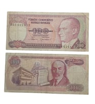 7. Emisyon 100 Türk Lirası . Cumhuriyet Dönemi Koleksiyon Kağıt Para. Haliyle.