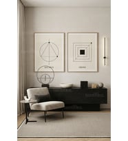 Modern Minimalist Geometrik Desenler 2'li Ahşap Çerçeveli Tablo Seti