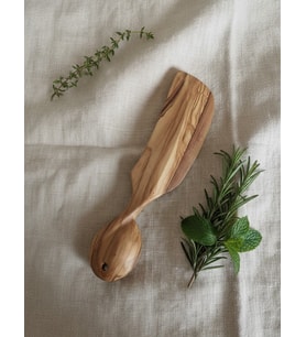 Zeytin el yapımı sebze yesiilik bıçağı (Ekru - Kahverengi)