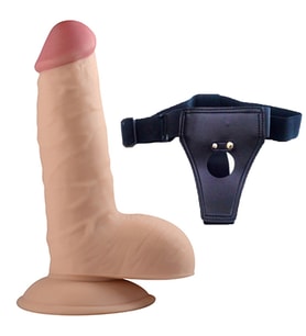Yeni Nesil Ultra Yumuşak Dokulu 18 Cm Belden Bağlamalı Realistik Penis