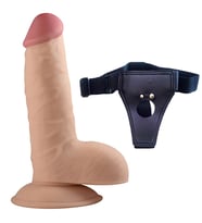 Yeni Nesil Ultra Yumuşak Dokulu 18 Cm Belden Bağlamalı Realistik Penis