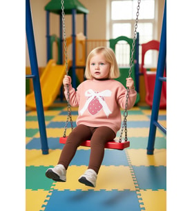 Kız Çocuk Pamuklu Baskılı Bisiklet Yaka Oversize Sweatshirt ve Tayt Seti Kaliteli Şık Rahat