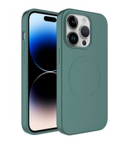 Lexroo iPhone 14 Pro Max Kılıf M-safe Wireless Şarj Özellikli Pastel Renk Silikon Plas Kılıf - Koyu Yeşil