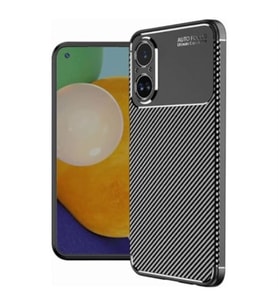 Coverzone Realme 12 Lite Uyumlu TPU Silikon K?l?f, Ultra Slim Fit Karbon Fiber Desenli, Darbe Emici, ?nce ve Hafif, ??k ve Koruyucu Siyah