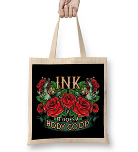 Funny Ink It Does A Body Good Tattoo Artist Pun Bez Çanta Uzun Saplı