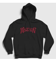 Presmono Unisex Beyaz Round Logo Band Maneskin Kapüşonlu Sweatshirt 362409tt (Siyah)