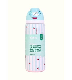 Owala 32 Oz (946 ml) Desenli FreeSip Kilitli Kapaklı Çift Katmanlı Çelik Termos (Çizgili Turkuaz)