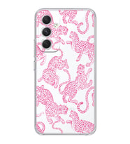 Samsung Galaxy A25 Uyumlu Pembe Leopar Desenli Şeffaf Telefon Kılıfı