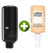 1 Ad. Tork Sabun Dispenseri Siyah 561508 + 1 Litre Tork Luxury Sıvı Sabun  Hediyeli