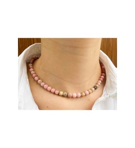 Pembe Opal Taşı Doğaltaş Kolye 8 Mm
