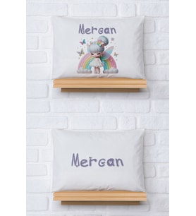 Pia Baby Premium %100 Pamuk İkili İsim Yazılı Kız Bebek Yastık Kılıfı – 35x45 cm Organik Baskı 5083-13 (Ekru)