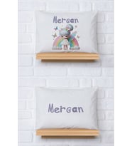 Pia Baby Premium %100 Pamuk İkili İsim Yazılı Kız Bebek Yastık Kılıfı – 35x45 cm Organik Baskı 5083-13 (Ekru)