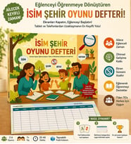 İsim Şehir Oyunu Defteri  Ailece Eğlenceli Zeka Oyunu