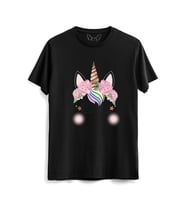 Unıcorn Baskılı Siyah Tshirt