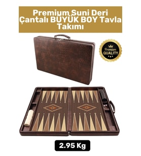 Premium Yüksek Kaliteli Tam Suni Deri Kaplama Fermuarlı Çantalı Akrilik Pullu Büyük Boy Tavla Takımı