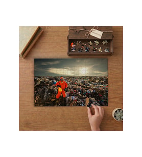 Plastik Atıklar - Çevre Kirliliği Tasarımı 240 parça Ahşap Puzzle Ahşap Kutuda MP03436